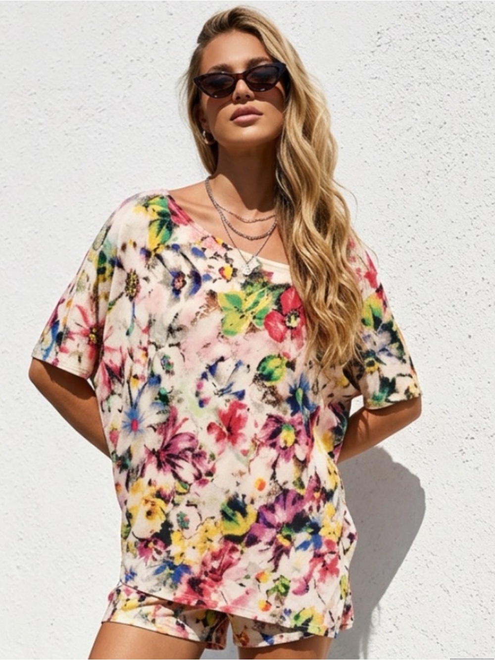 Anthropologie Deletta Multicolor Floral Dolman Sleeve Sweater